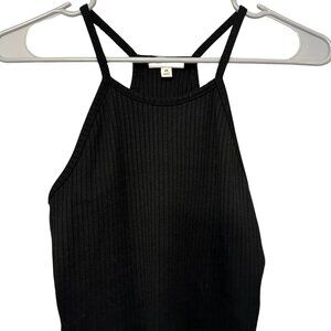 ☀️ Earthbound Black Ribbed Cropped Tank